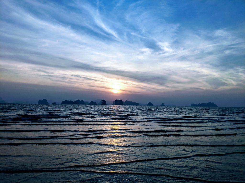 A beautiful sunrise in Thailand from the beaches of Koh Yao Noi